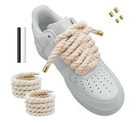 Hugwish Thick Rope Laces Strings For Air Force 1, Chunky Rope Laces 8mm Round And 140cm Long With Premium Cotton For AF1 Campus 00s, Rope Laces For Sneakers (dirty white)