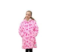 Hugzee Oversized Wearable Hooded Fleece | Super Warm and Cosy Sherpa Lined, Barbie Design | Perfect For Kids Aged 7-12 Years, One Size Suggested Height 75cm+ | Pink
