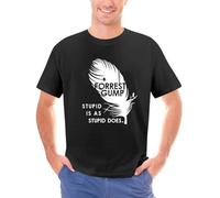 HUh555bhi T-Shirt-Company-Mens-Short-Sleeve-Printed-Crew-Neck-Forrest-Gump-Stupid-is-As-Stupid-Does Black