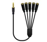 HUHANGGod 3.5mm Headphone Y Splitter Audio Cable, 4Poles 1 to 5 Way 3.5mm (1/8") TRRS AUX Stereo Jack 1 Male to 5 Female Adapter Cord for Earphone, Headset, Laptop, Phone (50cm) (5 Way)