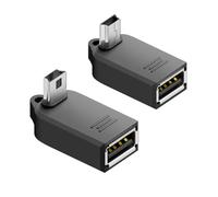 HUHANGGod 90 Degree Mini USB to USB A OTG Adapter, Right Angle USB Female to Mini USB Male Adapter Converter for Digital Cameras, Car Media Players, MP3, MP4 (2 Pack) (Up & Down)