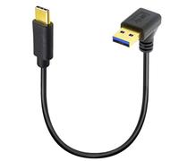 HUHANGGod Gold Plated Short USB Type C Charging Cable 5Gbps, 90 Degree Up Angle USB C to USB 3.0 Fast Charge and Data Sync Converter Adapter Cord 25cm (USB3.0 Up)