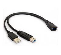 HUHANGGod USB 3.0 Cable Dual Power Cables Y Adapter Type A Lead Male to Female Extension Code 30cm
