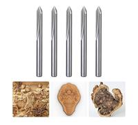 HUHAO 5PCS CNC Engraving Bits, 60 Degree V Bits with 2-Flute Straight Groove 1/8" Shank 0.1mm Tip Carbide Tools