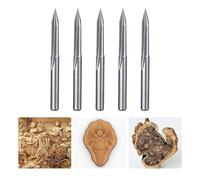 HUHAO 5PCS Router Bit 30 Degree Engraving V bit 2 Flute Straight End Mill 0.1mm Tip Carbide CNC Router Bit 1/8 Inch Shank