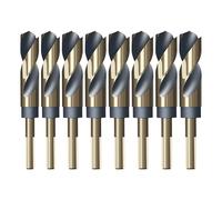 HUHAO 8PC Reduced Shank Drill Bit Set,8 Sizes from 9/16" to 1",HSS 4341 for Heavy-Duty Metal & Steel, 10mm (3/8") and 1/2" Shank,Black Nitride & Gold Titanium Coated for Structural Beams,Thick Plates