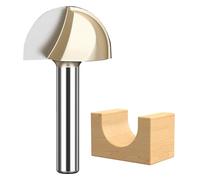 HUHAO Cove Box Router Bit 1/4" Shank 1" Cutting Dia,2 Flutes Carbide Tipped Router Bit,Round Nose Cutter for Wood Roundnose/Roundover Grooving,Veining,Engraving,Plunging