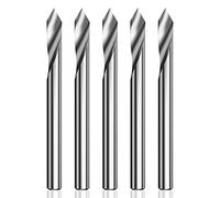 HUHAO Spiral 60 Degree V Groove Engraving Tool Flat Bottom CNC Router Bits 1/8 Inch Shank for Aluminum MDF Hard Wood Copper 5PCS