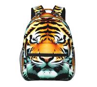 huhiuu FullyLittle fat tiger headprinted student backpack, lightweight and casual, suitable for both men and women.