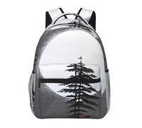 huhiuu FullyMoon Pine Treeprinted student backpack, lightweight and casual, suitable for both men and women.