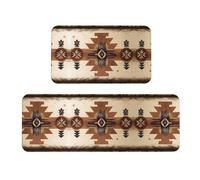 huhiuu Native American Patterns Printed floor mat, crystal velvet floor mat set of two, suitable for kitchen, home office, laundry room