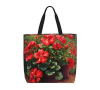 huhiuu Red geraniums Printed shoulder bag, women's handbag, suitable for daily shopping, work, commuting and going out.