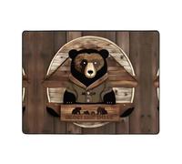 huhiuu Rustic Lodge Bear Printed Rug 63x48 Inches Suitable For Living Rooms Offices Coffee Tables Beds Balconies Etc