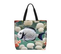 huhiuu White Tropical Fish Printed shoulder bag, women's handbag, suitable for daily shopping, work, commuting and going out.