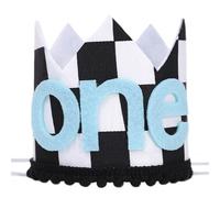 HUHJRUAR Fast One Birthday Hats - Black and Red Race Car Theme Crow Hat for Child’s 1st Birthday Party (blue)