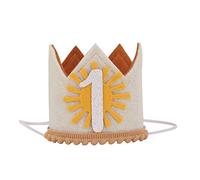 HUHJRUAR You are My Sunshine Birthday Crown Hat - Little Sunshine Girl First Birthday Hat,Boho Sun Birthday Crown Outfit, Sun Neutral Birthday, White Sun 1 Mz, M