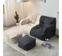 HUHJYUGE Lazy Floor Sofa, Fireside Chair, Lazy Sofa Chair for Bedroom, Bean Bag Sofa Chair, Lazy Sofa Couch with 2 Footstool, for Living Room Bedroom Salon Office- 2 Seater (A)