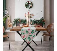 HUHJYUGE Table Runner Cotton Linen, Table Runner Christmas, Table Runner Beige with Red Candy or Heart Leaf Print, Rustic Holiday Decoration for Dining Table Coffee Table (A 32x45cm(4pc))