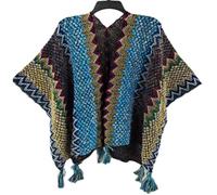HUHJYUGE Women's Vintage Bohemian Wrap, Ethnic Cape Poncho with Fringe, Lightweight Travel Shawl, Multi-Functional Scarf and Cover-Up for Outdoor Photography (37)