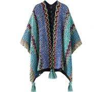 HUHJYUGE Women's Vintage Bohemian Wrap, Ethnic Cape Poncho with Fringe, Lightweight Travel Shawl, Multi-Functional Scarf and Cover-Up for Outdoor Photography (1)