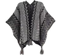 HUHJYUGE Women's Vintage Bohemian Wrap, Ethnic Cape Poncho with Fringe, Lightweight Travel Shawl, Multi-Functional Scarf and Cover-Up for Outdoor Photography (10)