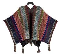 HUHJYUGE Women's Vintage Bohemian Wrap, Ethnic Cape Poncho with Fringe, Lightweight Travel Shawl, Multi-Functional Scarf and Cover-Up for Outdoor Photography (34)