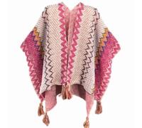 HUHJYUGE Women's Vintage Bohemian Wrap, Ethnic Cape Poncho with Fringe, Lightweight Travel Shawl, Multi-Functional Scarf and Cover-Up for Outdoor Photography (28)