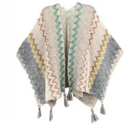 HUHJYUGE Women's Vintage Bohemian Wrap, Ethnic Cape Poncho with Fringe, Lightweight Travel Shawl, Multi-Functional Scarf and Cover-Up for Outdoor Photography (23)