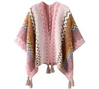 HUHJYUGE Women's Vintage Bohemian Wrap, Ethnic Cape Poncho with Fringe, Lightweight Travel Shawl, Multi-Functional Scarf and Cover-Up for Outdoor Photography (27)