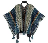 HUHJYUGE Women's Vintage Bohemian Wrap, Ethnic Cape Poncho with Fringe, Lightweight Travel Shawl, Multi-Functional Scarf and Cover-Up for Outdoor Photography (4)