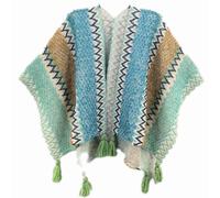 HUHJYUGE Women's Vintage Bohemian Wrap, Ethnic Cape Poncho with Fringe, Lightweight Travel Shawl, Multi-Functional Scarf and Cover-Up for Outdoor Photography (26)