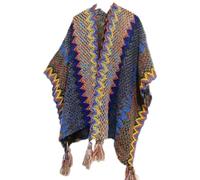 HUHJYUGE Women's Vintage Bohemian Wrap, Ethnic Cape Poncho with Fringe, Lightweight Travel Shawl, Multi-Functional Scarf and Cover-Up for Outdoor Photography (31)