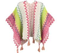 HUHJYUGE Women's Vintage Bohemian Wrap, Ethnic Cape Poncho with Fringe, Lightweight Travel Shawl, Multi-Functional Scarf and Cover-Up for Outdoor Photography (29)