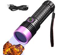 HUHKOUAE 365nm Uv Flashlight,Black Light Flashlight Rechargeable Powerful,Pet Urine Detector Light for Dog Cat,Rock Hunting,Resin Curing,Looking for a Scorpion...(Batteries are Included)
