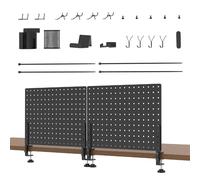 HUHOLE 32 x 12 inch Clamp On Desk Pegboard, Black Metal Desktop Organizer, Desk Accessories for Gaming & Office, Versatile Clamp-On Pegboard for Organization and Storage