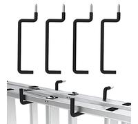 HUHOLE Black Screw-in Ladder Hooks 4PC, Large Storage Hanger for Garage Wall, Heavy Duty Vinyl-Coated Tool Hooks for Ladder, Folding Chair, Cord, Shovel, Wheelbarrow, Hose, Bike