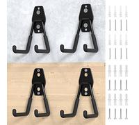 HUHOLE Garage Hooks Heavy Duty 4PC, Stainless Steel, Wall Mount Garage Hanging Hooks for Bike, Ladder, Bulky Items