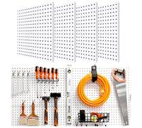 HUHOLE Metal Pegboard Panel, White, 16" X 16", 4PC