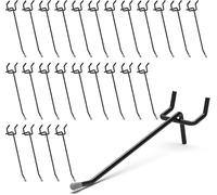 HUHOLE Pegboard Hooks, Fit 1/4" or 1/8" Pegboard, Ideal Peg Board Organizer Accessories for Garage Tool Organization, Wall Storage (Black, 4 inch)