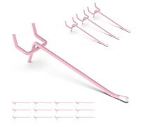HUHOLE Pegboard Hooks, Fit 1/4" or 1/8" Pegboard, Ideal Peg Board Organizer Accessories for Garage Tool Organization, Wall Storage (Pink, 4 inch)