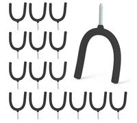 HUHOLE Screw in U Hook, Black, 16PC, Shovel Holder Wall Mount, U Hooks for Hanging Garden Tools