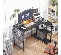 Huhote 100X70X75 Cm Black L Shaped Computer Desk With Storage Bag Two Shelves For Home Office Gaming Writing