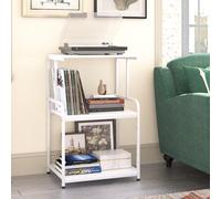 Huhote 3 Tier Large White Rolling Printer Cart With Wheels Storage Printer Stand Multifunctional Trolley For Office Home Kitchen