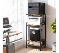 Huhote 4 Tier Large Brown Rolling Printer Cart With Wheels And Storage Movable Printer Stand Printer Table For Office Home Kitchen