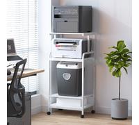 Huhote 4 Tier Large White Rolling Printer Cart With Wheels And Storage Movable Printer Stand Printer Table For Office Home Kitchen