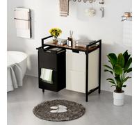 Huhote Black And White Metal Frame Laundry Sorter Basket With Two Removable 56 Litre Oxford Cloth Bags 27.36X13.77X21.65 Inches