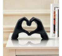 Huhote Black Modern Heart Hands Love Finger Gesture Resin Sculpture Statue Figurine For Shelf Desktop Home Office Decor Ornament