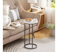 Huhote C Shaped End Table Side Table SofaTable Metal Frame Black Coffee Table Huhote Multicolor