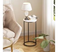 Huhote C-Shaped Round End Side Table Metal Frame Small Spaces Snack Table Huhote Multicolor