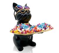 Huhote Charming Resin Bulldog Statue With Tray For Home Decor And Storage